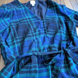 blackwatch plaid midi dress